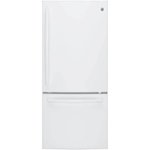 GE - 20.9 Cu. Ft. Bottom-Freezer Refrigerator - High gloss white - Front_Standard