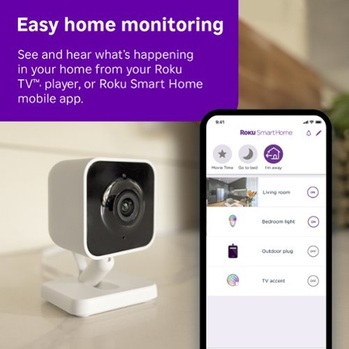 Roku Indoor Camera 2024 - Home Security - 1-Pack - Wired Security Camera with 1080p HD Color Night Vision, WDR & Wi-Fi 6 - White WORLDWIDE DELIVERY