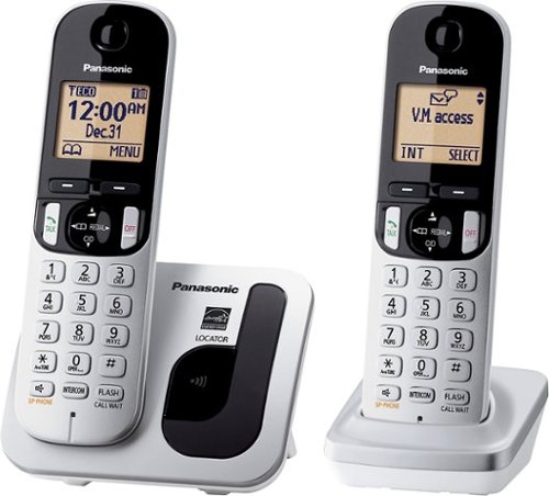  Panasonic - KX-TGC212S DECT 6.0 Expandable Cordless Phone - Silver