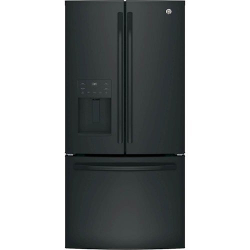 GE - 23.6 Cu. Ft. French Door Refrigerator - High gloss black