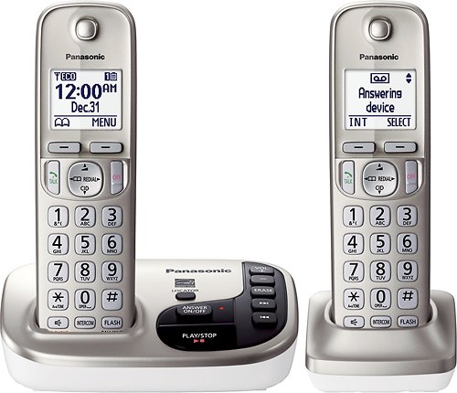  Panasonic - KX-TGD222N DECT 6.0 Expandable Cordless Phone System with Digital Answering System - Champagne Gold