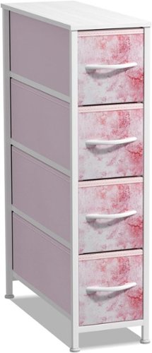Sorbus - Narrow Dresser with 4 Drawers, Vertical Slim Storage Chest of Drawers with Steel Frame - Pink Tie-Dye-Front_Standard 