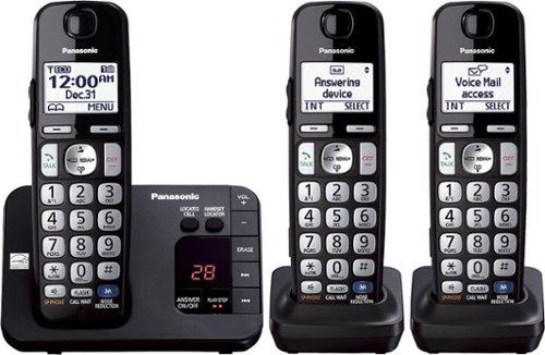  Panasonic - KX-TGE233B DECT 6.0 Expandable Cordless Phone System with Digital Answering System - Black