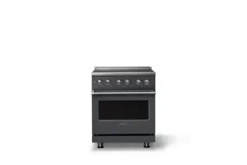 Front. Viking - 30 in. Wide 4 Elements Pro 5 Series 4.7 Cu. Ft. Freestanding Electric Convection Range - Cast Black - Cast Black.