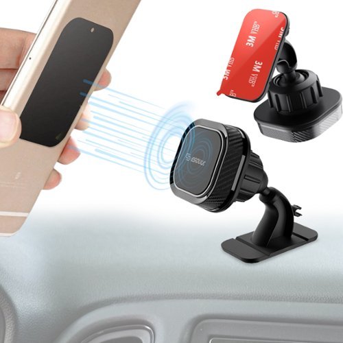 Esoulk - Universal Magnetic Car Phone Holder Mount Stick On Dashboard, Multi Surface - Black-Front_Standard 