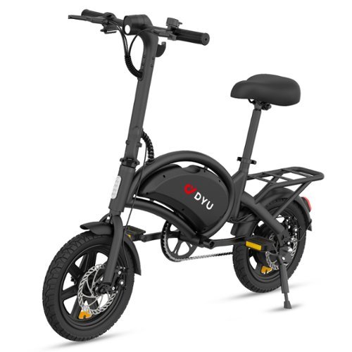 DYU - 14 inch eBike w/ 25 Miles Max Range & 20 Mph Max Speed - Black-Front_Standard 
