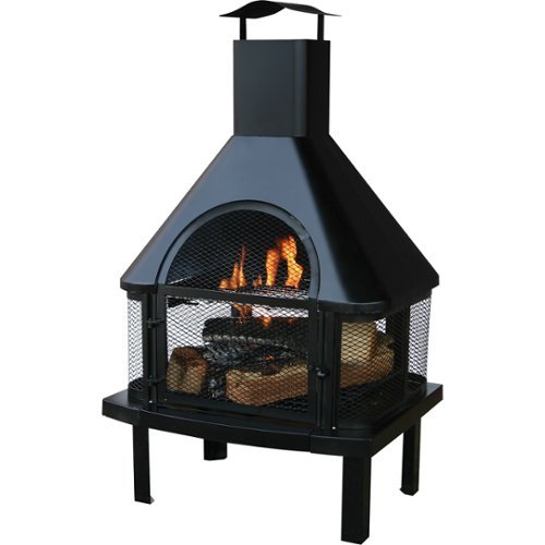 Mr. Bar-B-Q - Endless Summer Outdoor Wood Burning Fireplace - Black