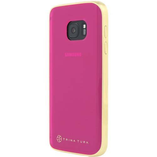 Trina Turk - Translucent Case with Metallic Bumper for Samsung Galaxy S7 - Pink/gold-Front_Standard 