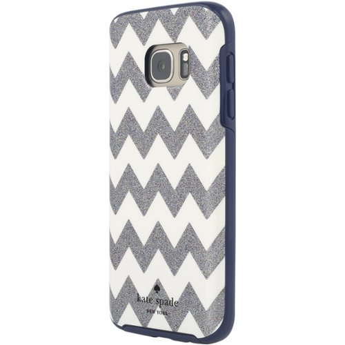 kate spade new york - Hybrid Hardshell Case for Samsung Galaxy S7 - Navy/Chevron Multi Glitter-Front_Standard 