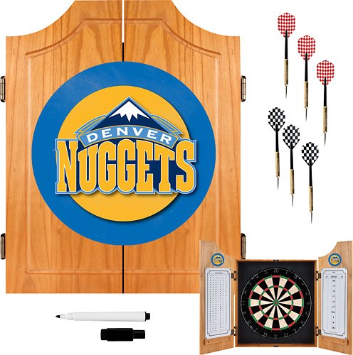 Denver Nuggets NBA Dart Cabinet Set Set with Darts and Board - Blue, Yellow, White