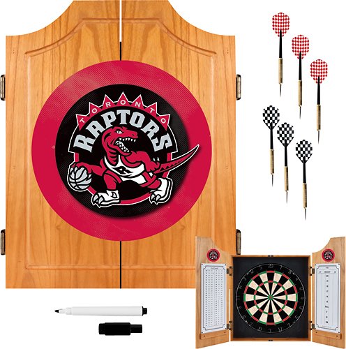 Toronto Raptors NBA Dart Cabinet Set with Darts and Board - Red, Silver, Black-Front_Standard 