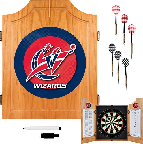 Washington Wizards NBA Dart Cabinet Set with Darts and Board - Red, Navy Blue, Silver, White