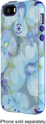  Speck - CandyShell Inked Back Cover for Apple iPhone 5, 5s and SE - Aqua floral blue pattern/ultraviolet purple