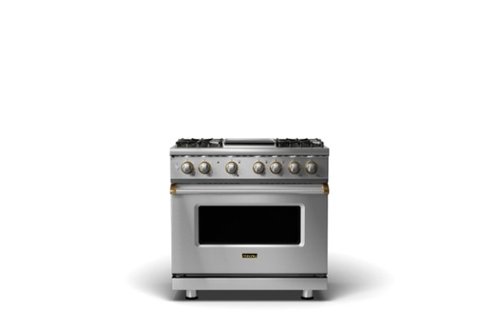 Viking - 5.1 Cu. Ft. 36"W Freestanding LP Gas Sealed 4 Burner Range with Griddle - Stainless Steel w. Brushed Brass - Stainless Steel-Front_Standard 