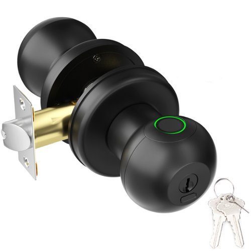 Fitnate - Rechargeable Fingerprint Smart Door Lock with Key - Black-Front_Standard 