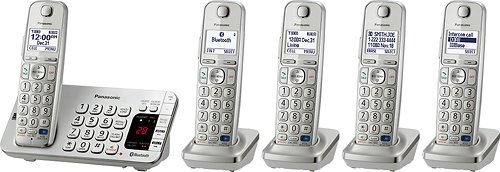  Panasonic - KX-TGE275S Link2Cell DECT 6.0 Expandable Cordless Phone System with Digital Answering System - Silver