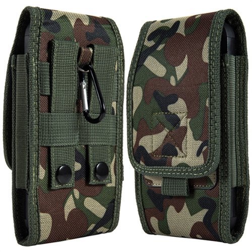 LUXMO - Extra Large Vertical Universal Nylon Phone Pouch with Card Slot - Camo - Green-Front_Standard 