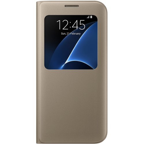  Samsung - S-View Flip Cover Flip Cover for Galaxy S7 edge - Gold