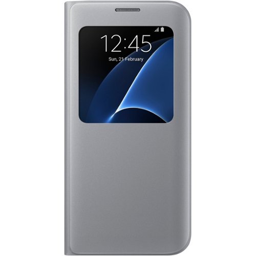  Samsung - S-View Flip Cover Flip Cover for Galaxy S7 edge - Silver