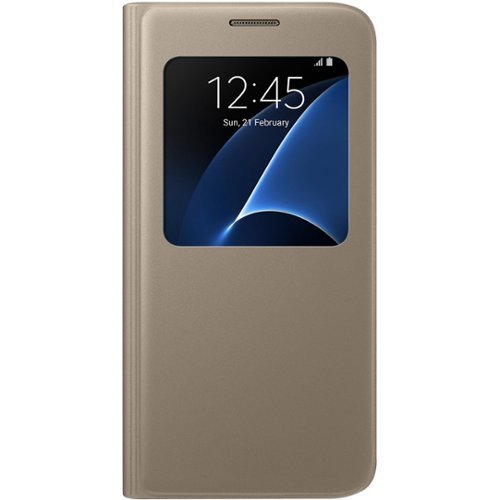 Samsung - S-View Flip Cover Flip Cover for Galaxy S7 - Gold-Front_Standard 