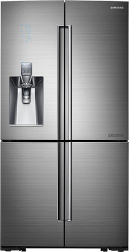  Samsung - Chef Collection 24.1 Cu. Ft. Counter-Depth 4-Door Flex French Door Refrigerator with Thru-the-Door Ice and Water - Stainless-Steel