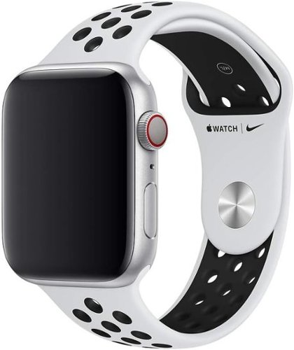 Nike Sport Band for Apple Watch™ 44mm - Pure Platinum/ - Black-Front_Standard 