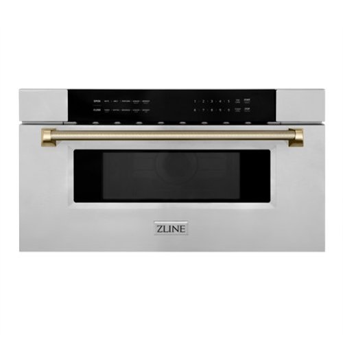 ZLINE - Autograph 30 in. 1.2 cu. ft. Built-in Microwave Drawer and Polished Gold Helix Handle - Stainless Steel