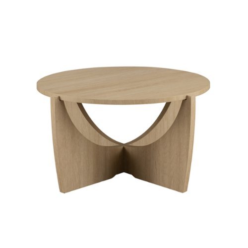 Walker Edison - Contemporary 28" Arch-Base Round Coffee Table - Coastal Oak-Front_Standard 