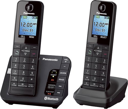  Panasonic - KX-TGH262B Link2Cell DECT 6.0 Expandable Cordless Phone System with Digital Answering System - Black