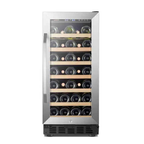 Front. Lanbo - 15 Inch 31 Bottle Built-in or Freestanding Wine Cooler with Digital Temperature Control and Removable Shelves - Black.
