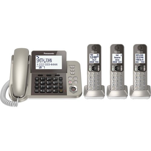  Panasonic - KX-TGF353N DECT 6.0 Expandable Cordless Phone System with Digital Answering System - Champagne gold