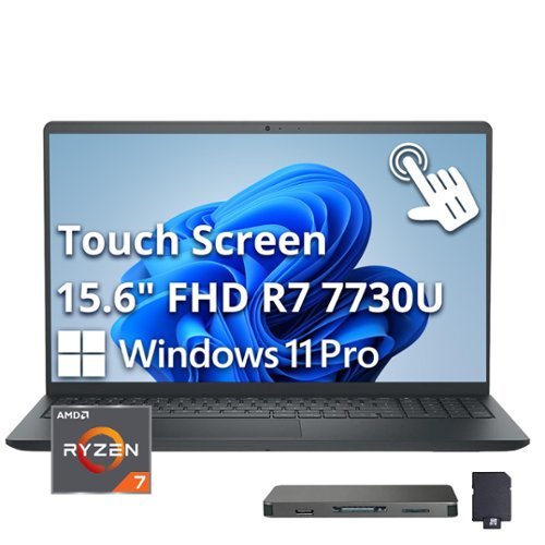 Dell - Upgraded - Inspiron - 15.6" 2K Touchscreen Laptop - AMD Ryzen 7 7730U 2023 - 16GB Memory - 1TB Storage - Win 11 Pro - Carbon Black-Front_Standard 