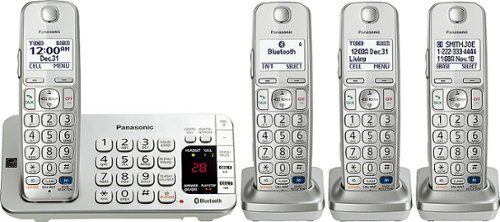  Panasonic - KX-TGE274S Link2Cell DECT 6.0 Expandable Cordless Phone System with Digital Answering System - Silver