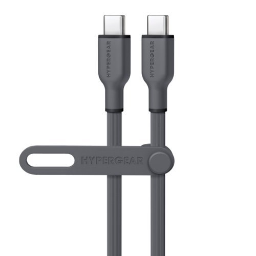 HyperGear - Flexi Pro USB-C to USB-C Soft-Touch Silicone Fast Charge Sync Cable 15 Ft - Gray-Front_Standard 