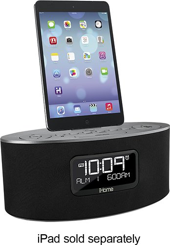  iHome - Stereo FM Dual-Alarm Clock Radio - Gunmetal