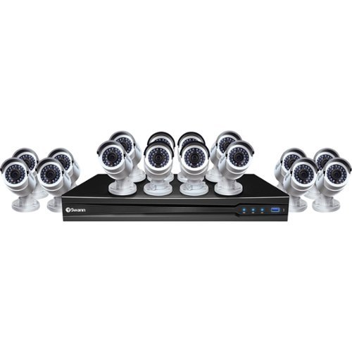 Swann - 24-Channel, 16-Camera Wired 4TB DVR Surveillance System - Black/White-Front_Standard 