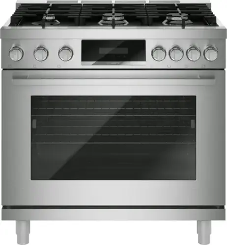 Front. Bosch - 800 Series 36 in. Wide 5.6 Cu. Ft. Convection Industrial Style Gas Range with 6 Burners - Stainless Steel.