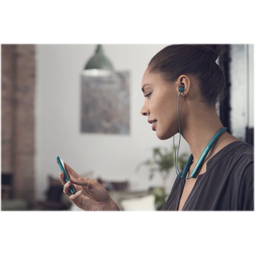 Sony - h.ear MDR-EX750BT In-Ear Behind-The-Neck Mount Wireless Headphones - Viridian blue-Angle_Standard 