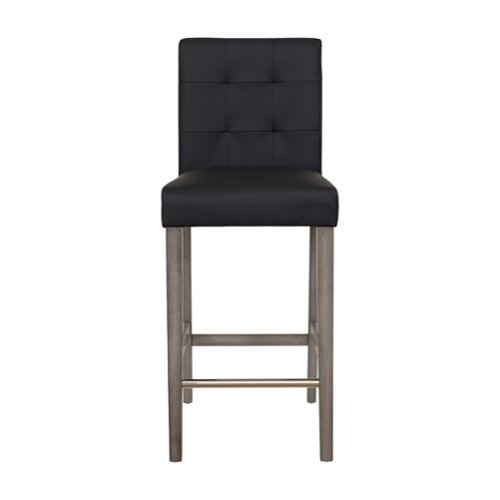 CorLiving - Leila Fabric Bar Height Barstool - Graphite Black
