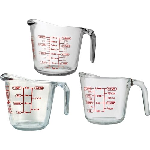 Anchor Hocking 3-Piece Measuring Cup Set - Clear INTERNATIONAL SHIPPING