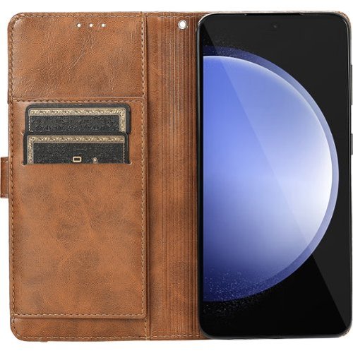 SaharaCase Leather Folio Wallet Case for Samsung Galaxy S23 FE - Brown HOW TO BUY