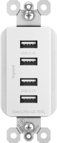  Legrand - Quad USB In-Wall Charging Outlet - White