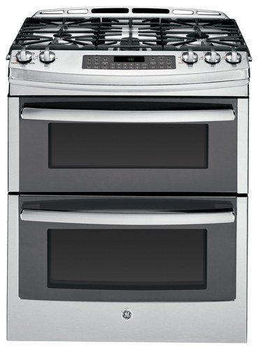  GE - Profile Series 6.8 Cu. Ft. Self-Cleaning Slide-In Double Oven Gas Convection Range - Stainless steel