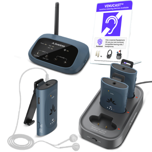 Avantree - AuraPlex M3 - Auracast Assistive Listening System with 1 Transmitter & 3 Wireless Receivers-Front_Standard 