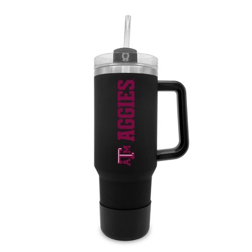 The Fanatic Group - Texas A&M Aggies 40oz. Stainless Tumbler with Handle & Removable Straw - Black-Front_Standard 