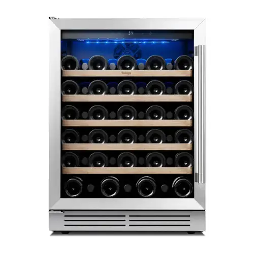 Front. Yeego - 24 Inch Wine Cooler, 52 Bottle Wine Cooler Refrigerator Built-in or Freestanding, for Home Kitchen，Bar - Stainless Steel.