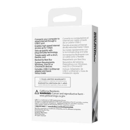 Best Buy essentials™ USB-C to Ethernet Adapter - White SHOP ONLINE