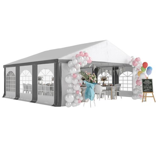Outsunny - x 20' Heavy-duty Large Wedding Tent, Outdoor Carport Garage Party Tent - White and Gray-Front_Standard 
