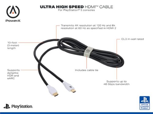 PowerA Ultra High Speed HDMI 2.1 Cable for PS5 - White WORLDWIDE DELIVERY