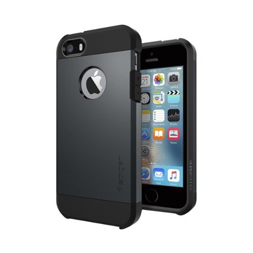 Spigen - Tough Armor Back Cover for Apple iPhone 5, 5s and SE - Metal slate-Front_Standard 